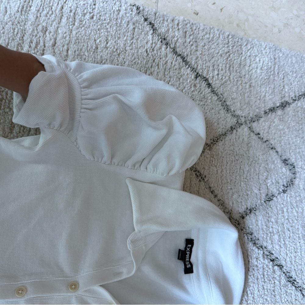 Express White Ribbed Knit Top - Picture 6 of 6